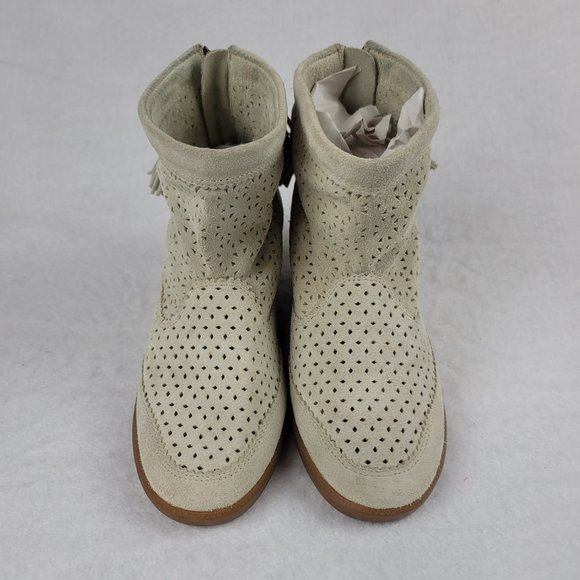 Isabel Marant perforated suede Basley tasseled wedge boots/booties womens 36 - Picture 9 of 10